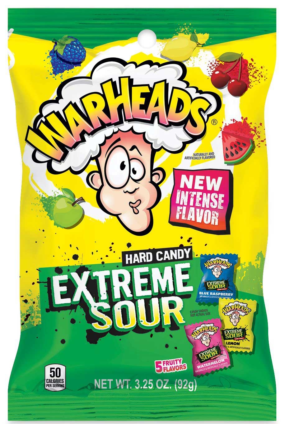 Warheads Extreme Sour Hard Candy, 3.25 Ounce Bag -- 8 per case
