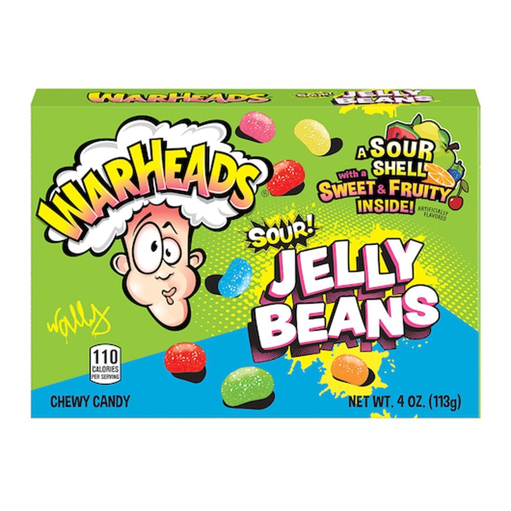 Warheads Sour Jelly Bean Candy - Theater Box, 4 Ounce -- 12 per case