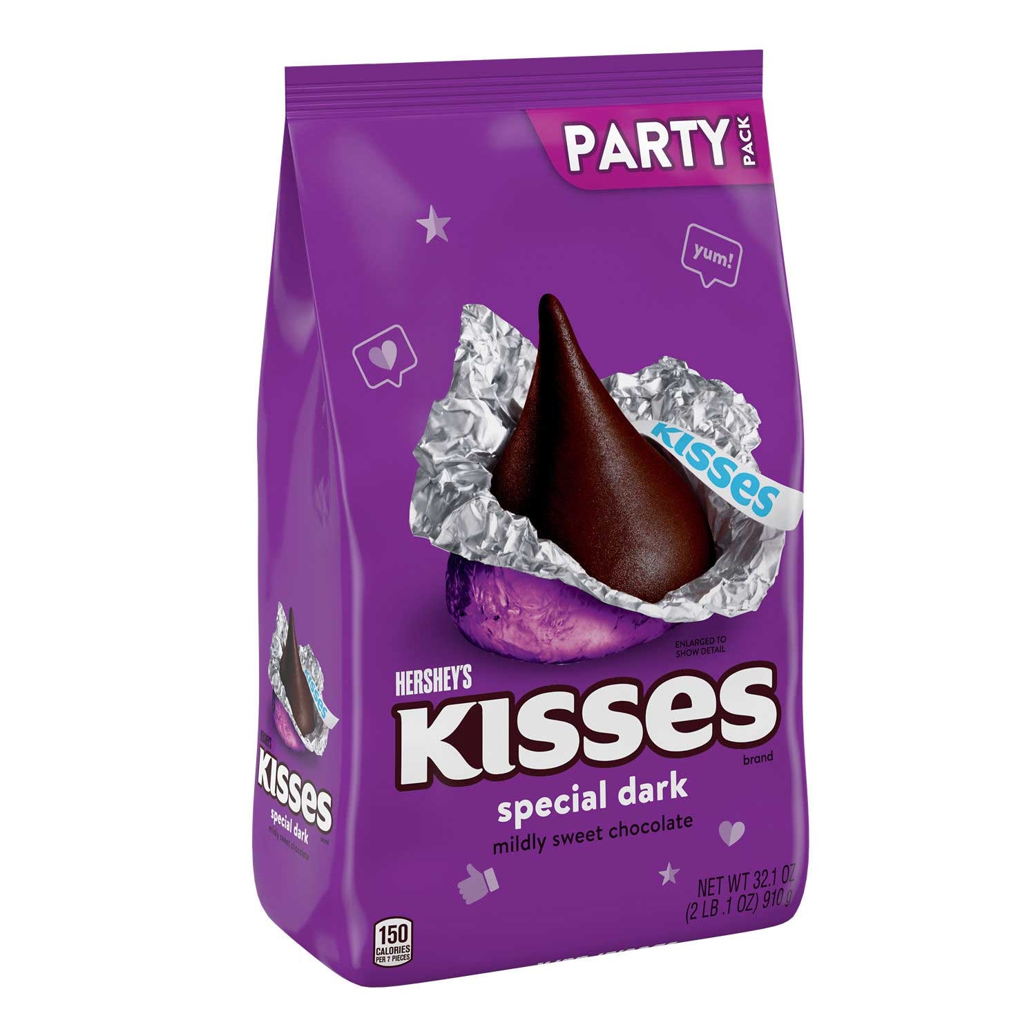 Hersheys Kisses Party Pack Special Dark Mildly Sweet Chocolate Candy - Stand Up Bag, 32.1 Ounce -- 9 per case