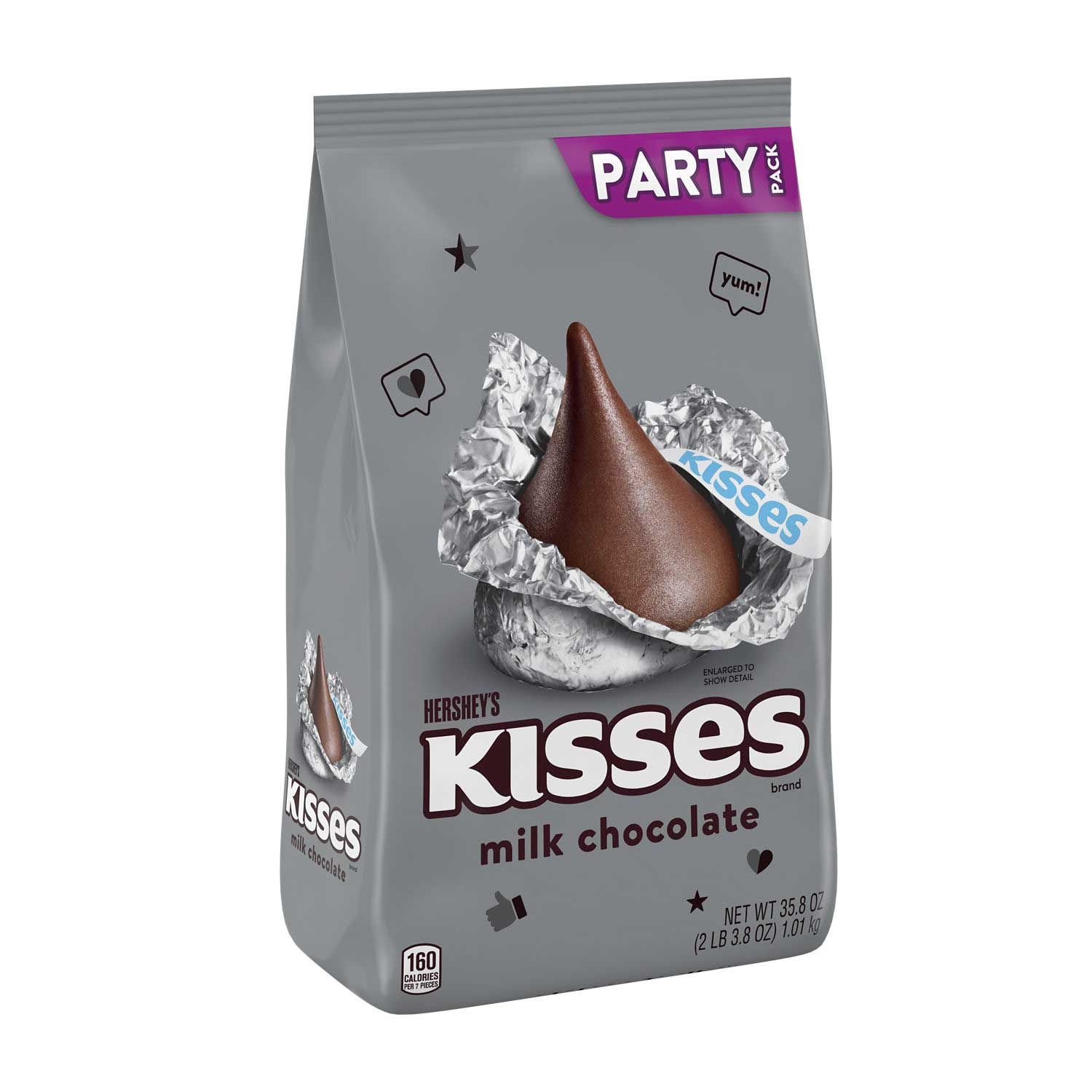 Hersheys Kisses Party Pack Milk Chocolate - Stand Up Bag, 35.8 Ounce -- 9 per case