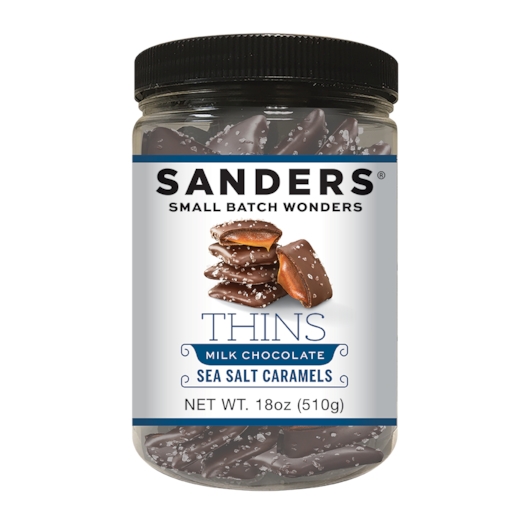 Sanders Milk Chocolate Sea Salt Caramel Thins, 18 Ounce -- 6 per case