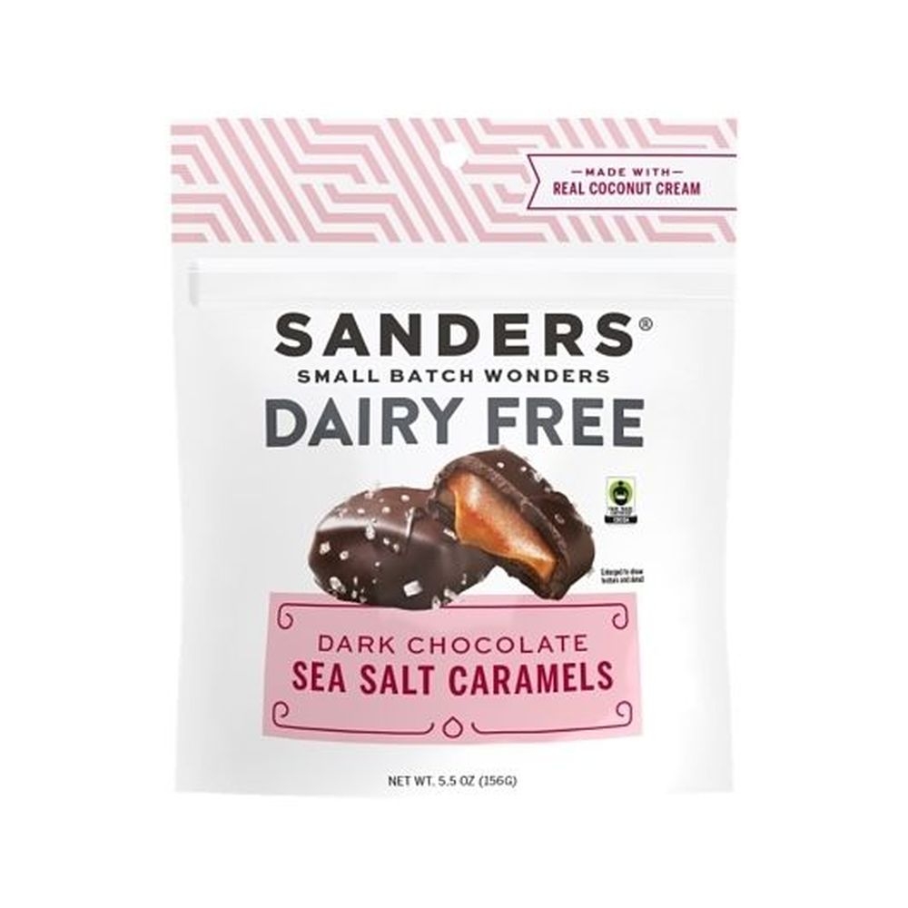 Sanders Fair Trade Dairy Free Dark Chocolate Sea Salt Caramels, 5.5 Ounce -- 6 per case