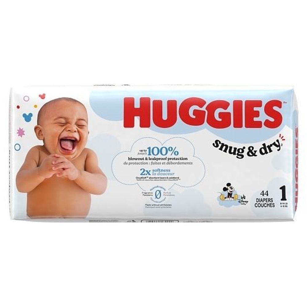 Huggies Snug and Dry Size 1 Diaper - Jumbo Pack, 44 count - 4 per case