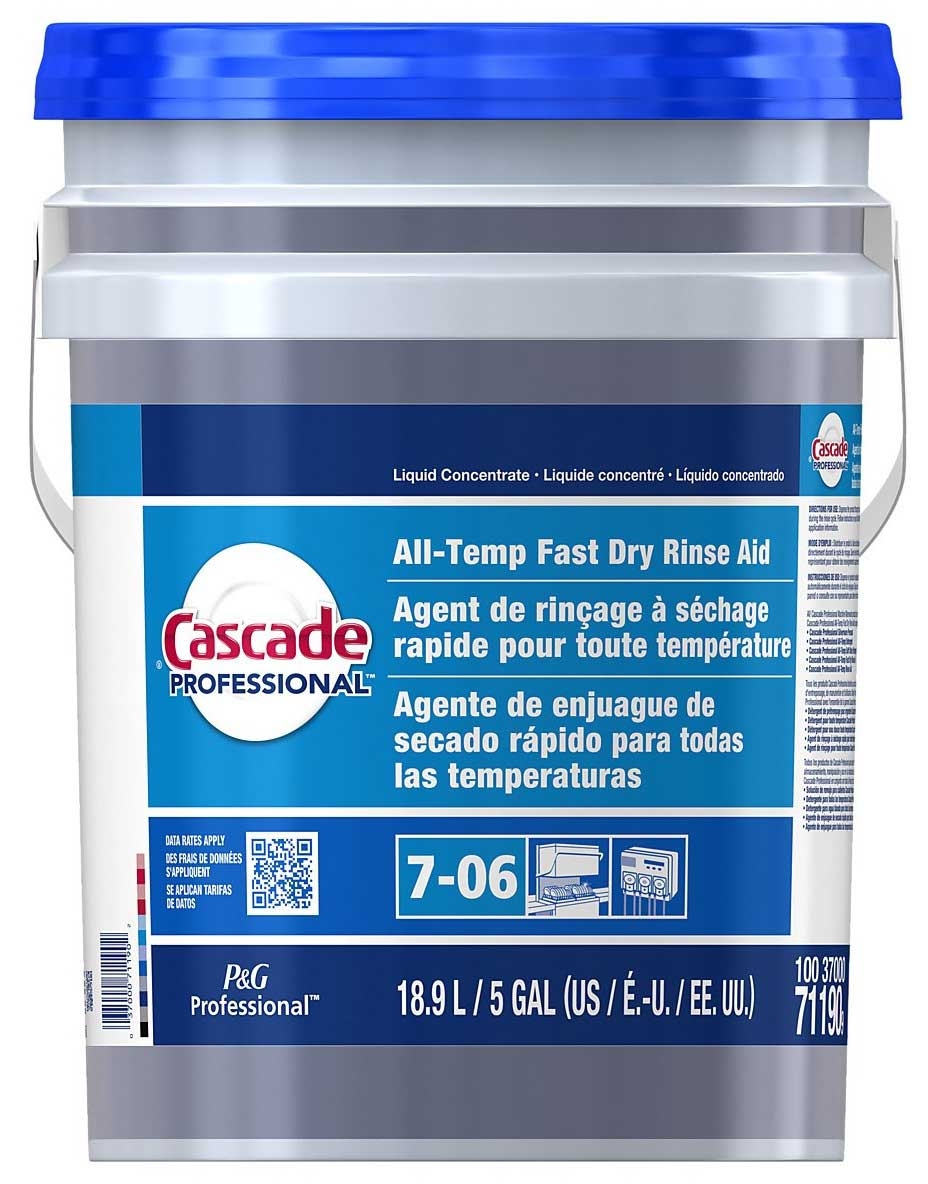 Cascade Professional All Temp Fast Dry Rinse Aid Concentrate, 5 Gallon