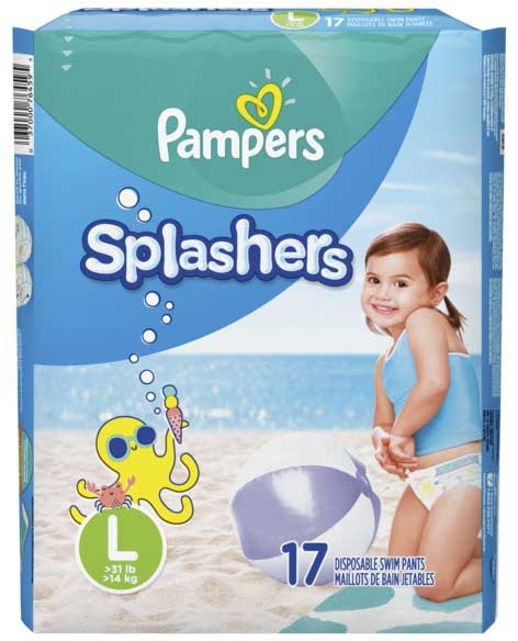 Pampers Size 5 Jumbo Splashers Southwestern Diaper, 17 count per pack -- 6 per case.