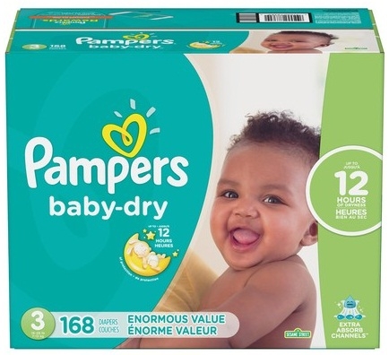 Pampers Enormous Size 3 Dry Baby Diaper -- 168 per case