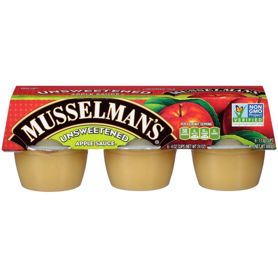 Knouse Foods Musselmans Natural No Sweetner Apple Sauce, 6 per pack -- 12 packs per case.