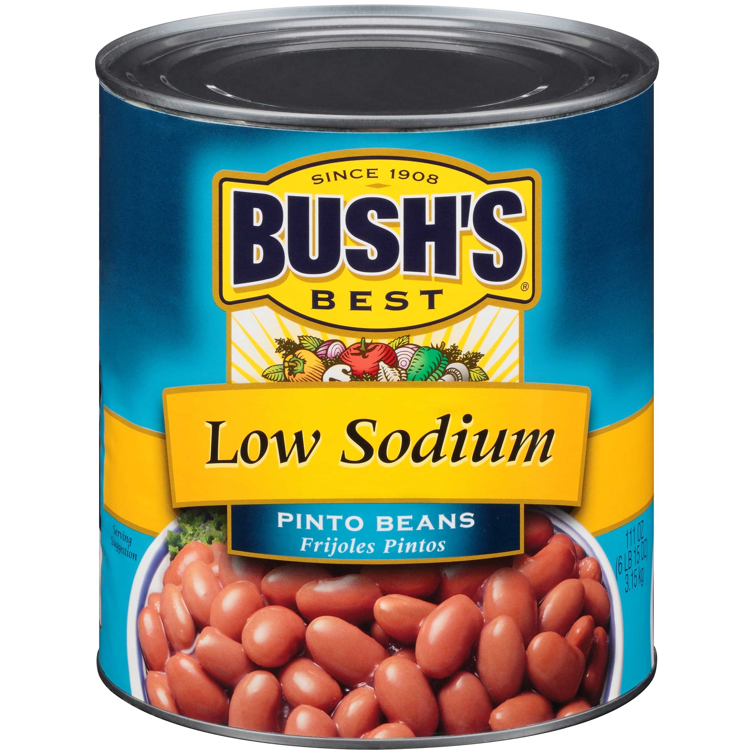 Bushs Best Low Sodium Pinto Beans, 111 Ounce -- 6 per case.