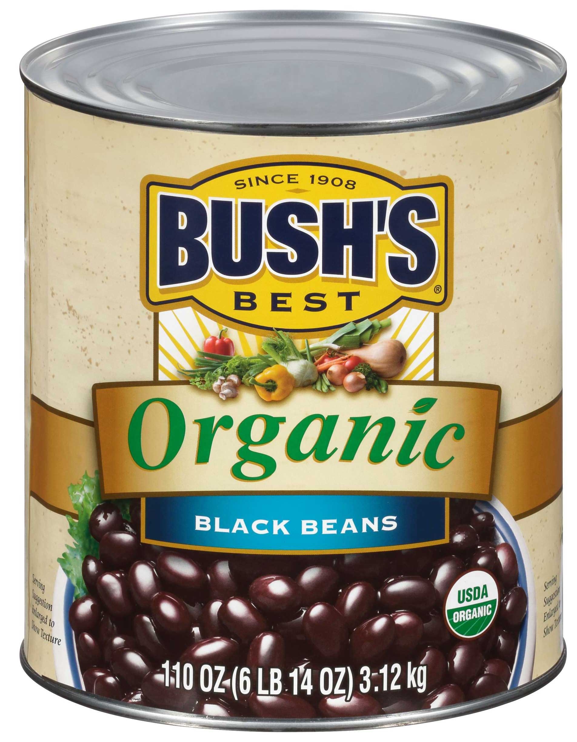 Bushs Best Organic Black Beans, 110 Ounce -- 6 per case