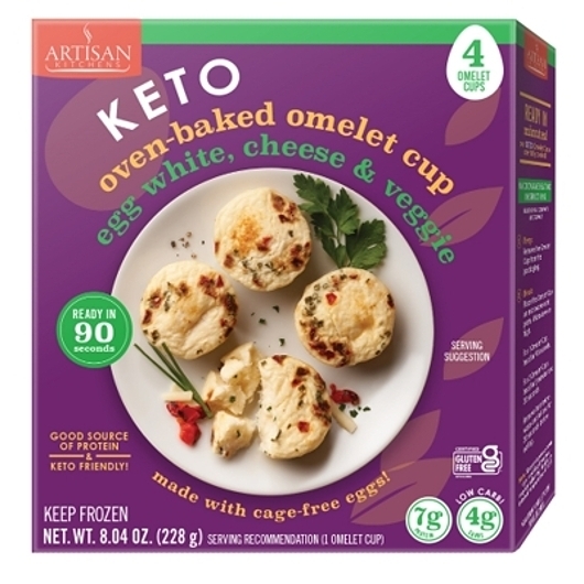 Artisan Kitchens Keto Veggie and Gouda Egg White Omelet Cup, 4 count -- 7 per case