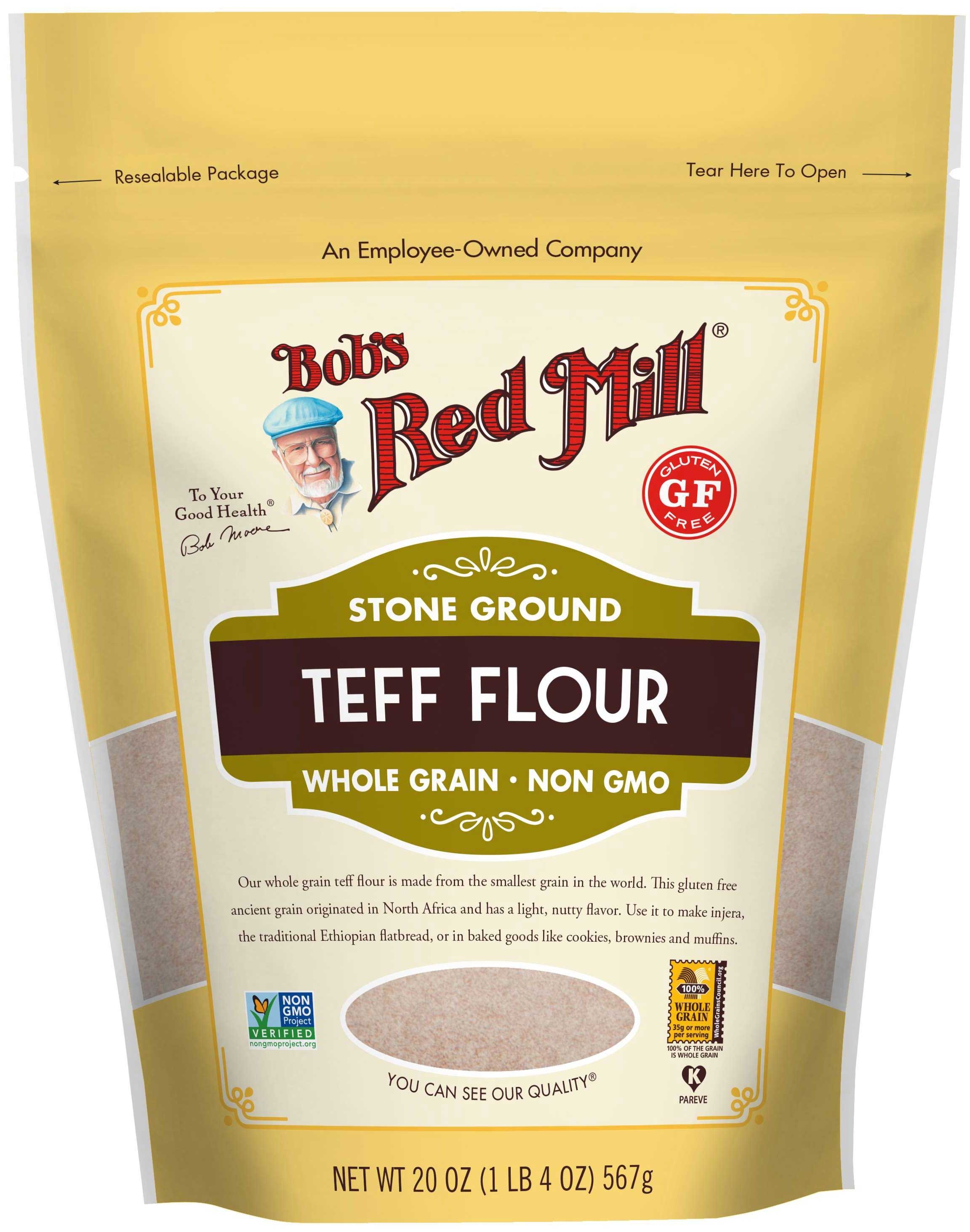 Bobs Red Mill Whole Grain Teff Flour, 20 Ounce -- 4 per case