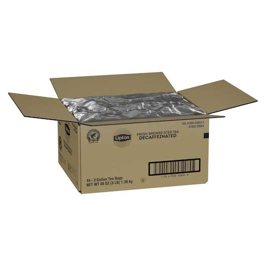 Lipton Decaffeinated Black Iced Tea Bags Unsweetened, 3 gallon -- 16 per case