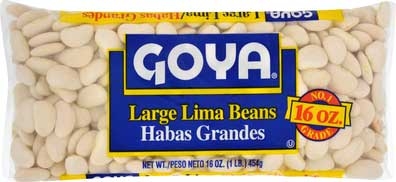 Goya Dry Large Lima Beans - 16 oz. bag, 24 bags per case.