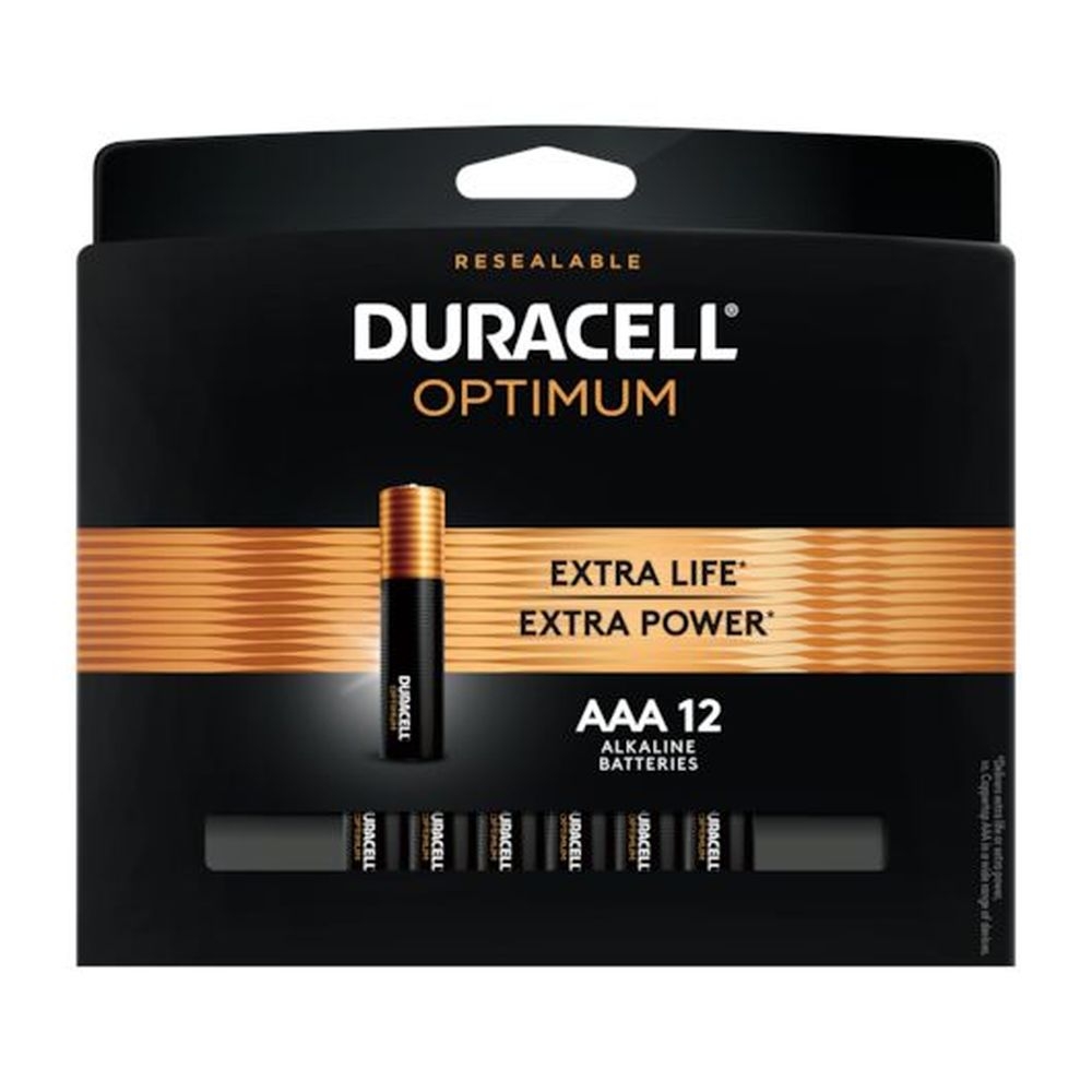 Duracell Optimum 1.5 Volt Alkaline AAA Battery, 12 count -- 12 per case