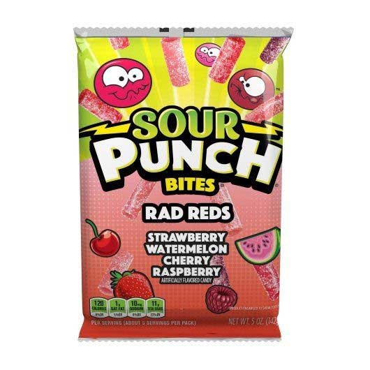 Sour Punch Bites Rad Reds Candy, 5 Ounce -- 12 per case
