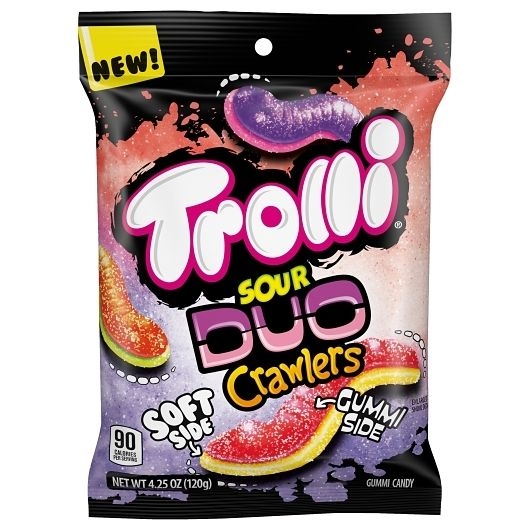 Trolli Flipside Sour Duo Crawlers Candy, 4.25 Ounce Peg Bag -- 12 per case