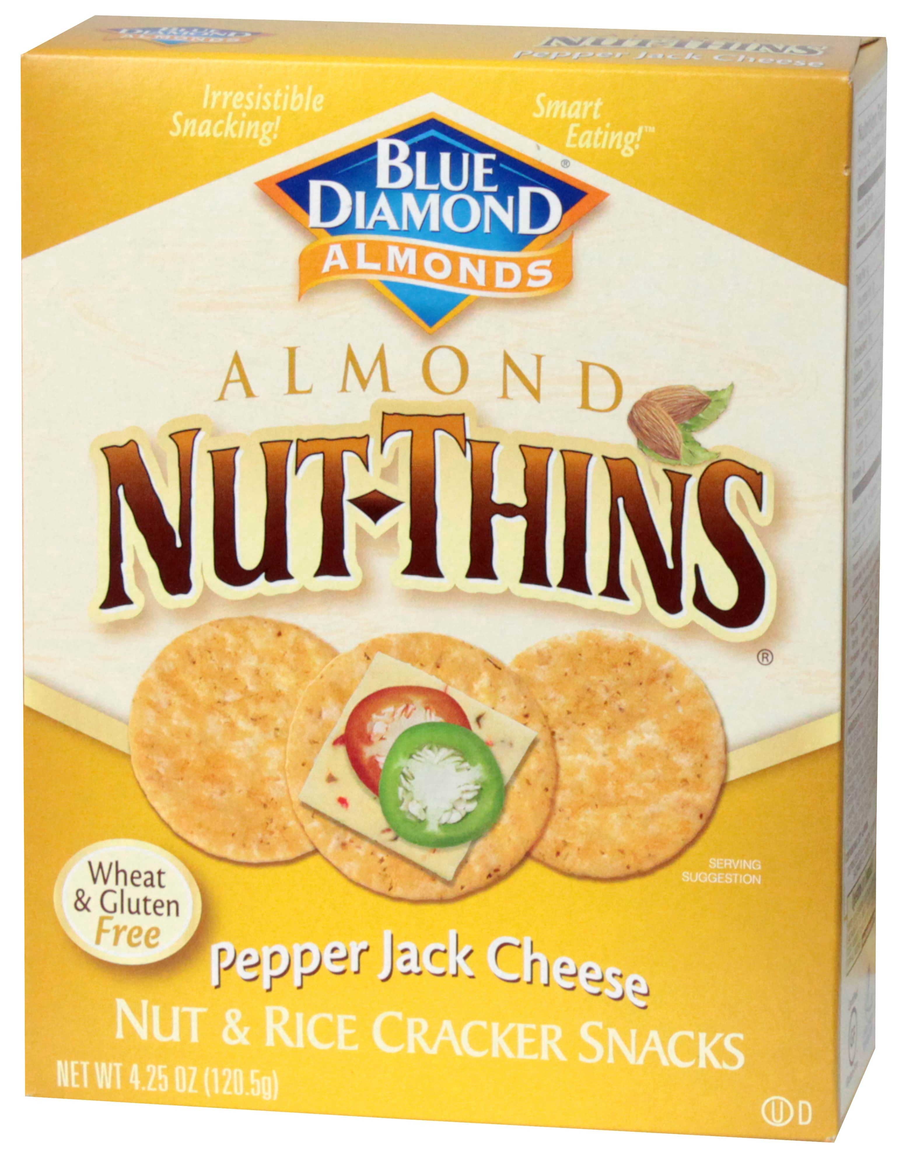 Blue Diamond Pepper Jack Cheese Almond Nut Thins Cracker, 4.25 Ounce -- 12 per case