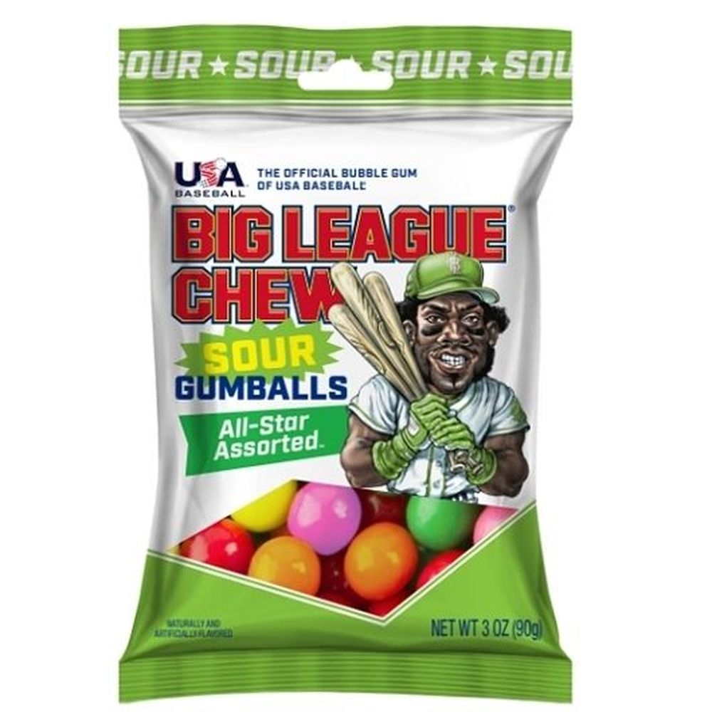 Big League Chew Assorted Sour Gumballs, 3 Ounce - 12 per case