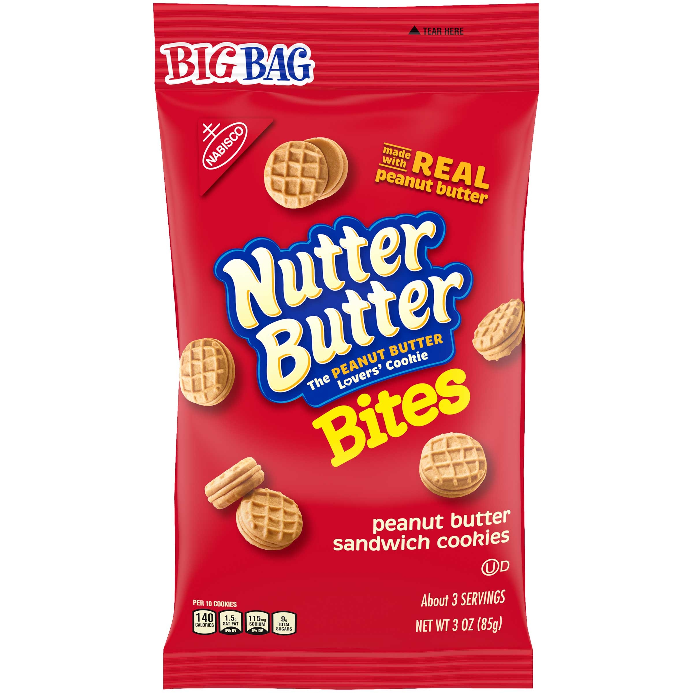 Kraft Nabisco Nutter Butter Bites Sandwich Cookies - Peanut Butter, 3 Ounce -- 12 per case