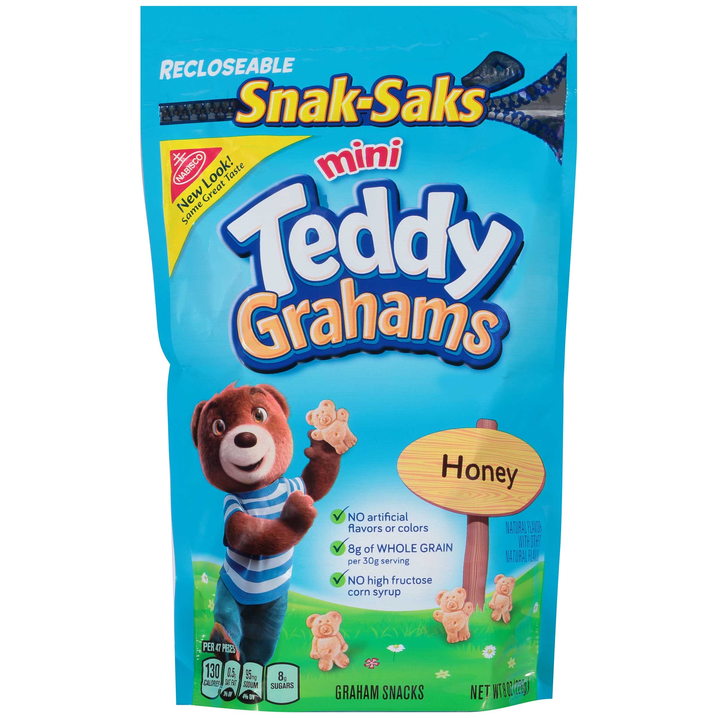 Teddy Grahams Mini Honey Cubs - 8 oz. snak sak, 12 per case
