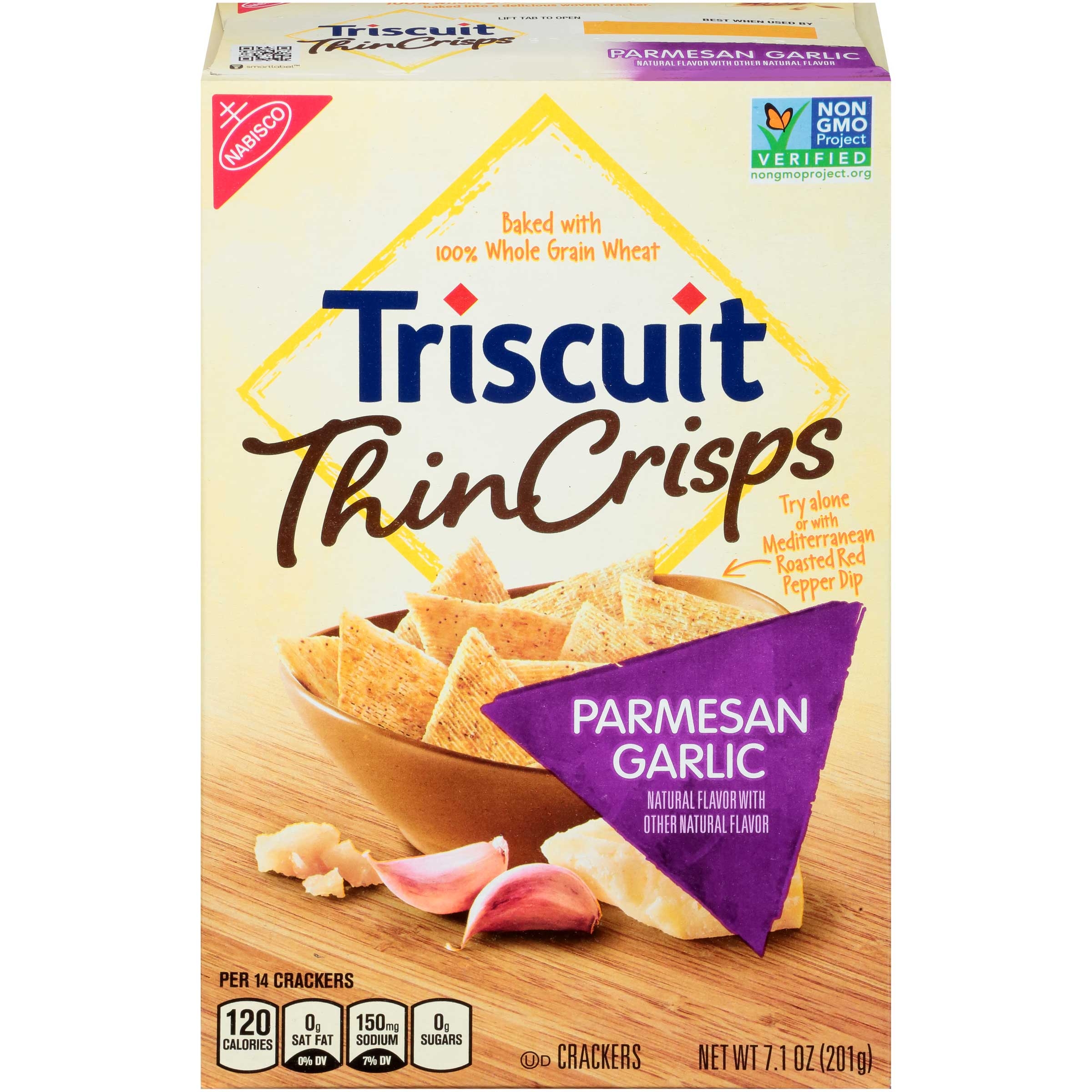 Nabisco Triscuit Thin Crisps Parmesan Garlic Crackers, 7.1 Ounce -- 6 per case.