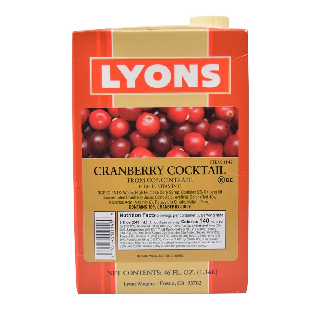 Lyons Cranberry Cocktail Juice, 46 Fluid Ounce -- 12 per case
