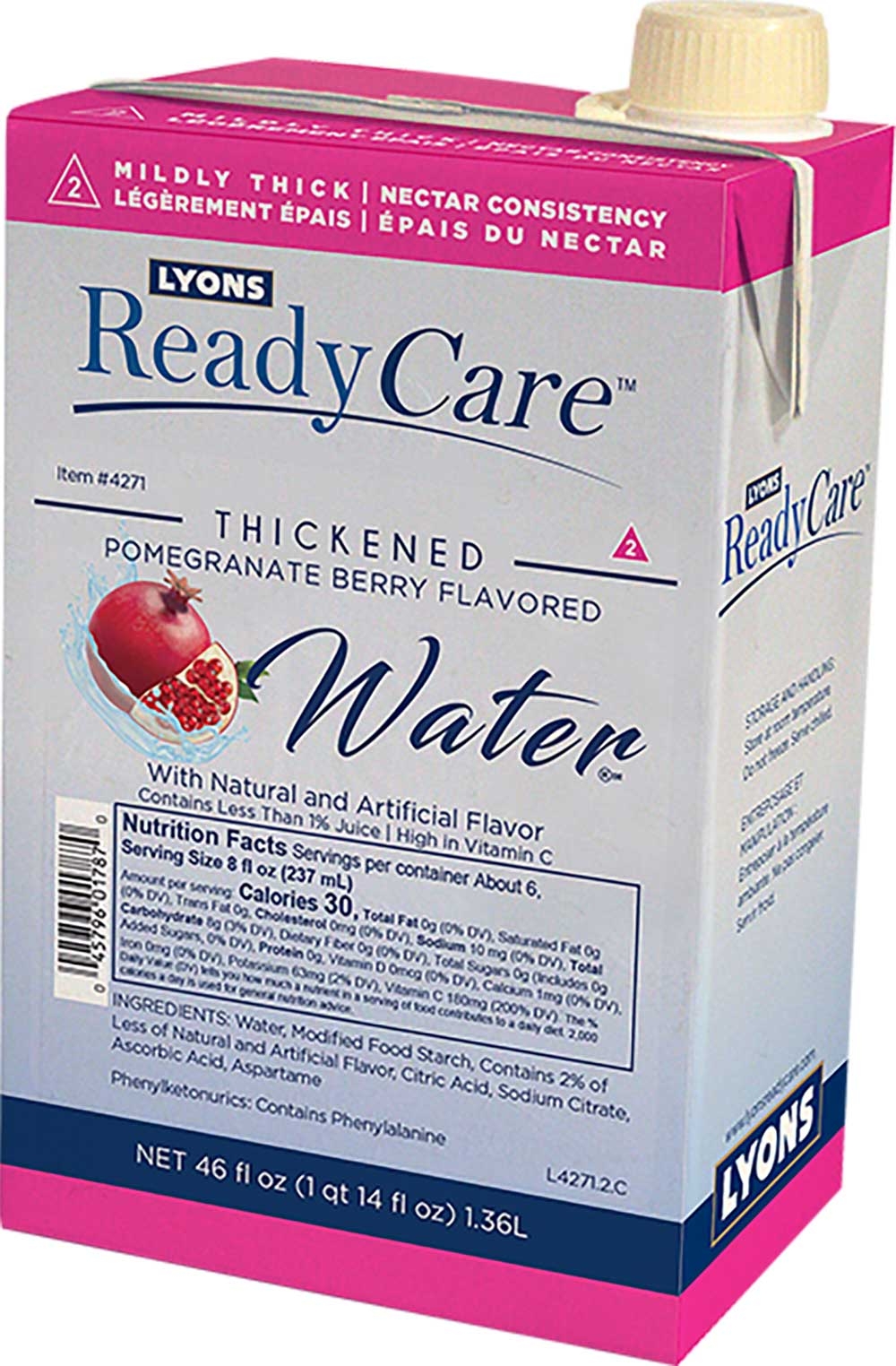 Lyons ReadyCare Level 2 Nectar Pomegranate Berry Flavored Water, 46 Fluid Ounce -- 6 per case