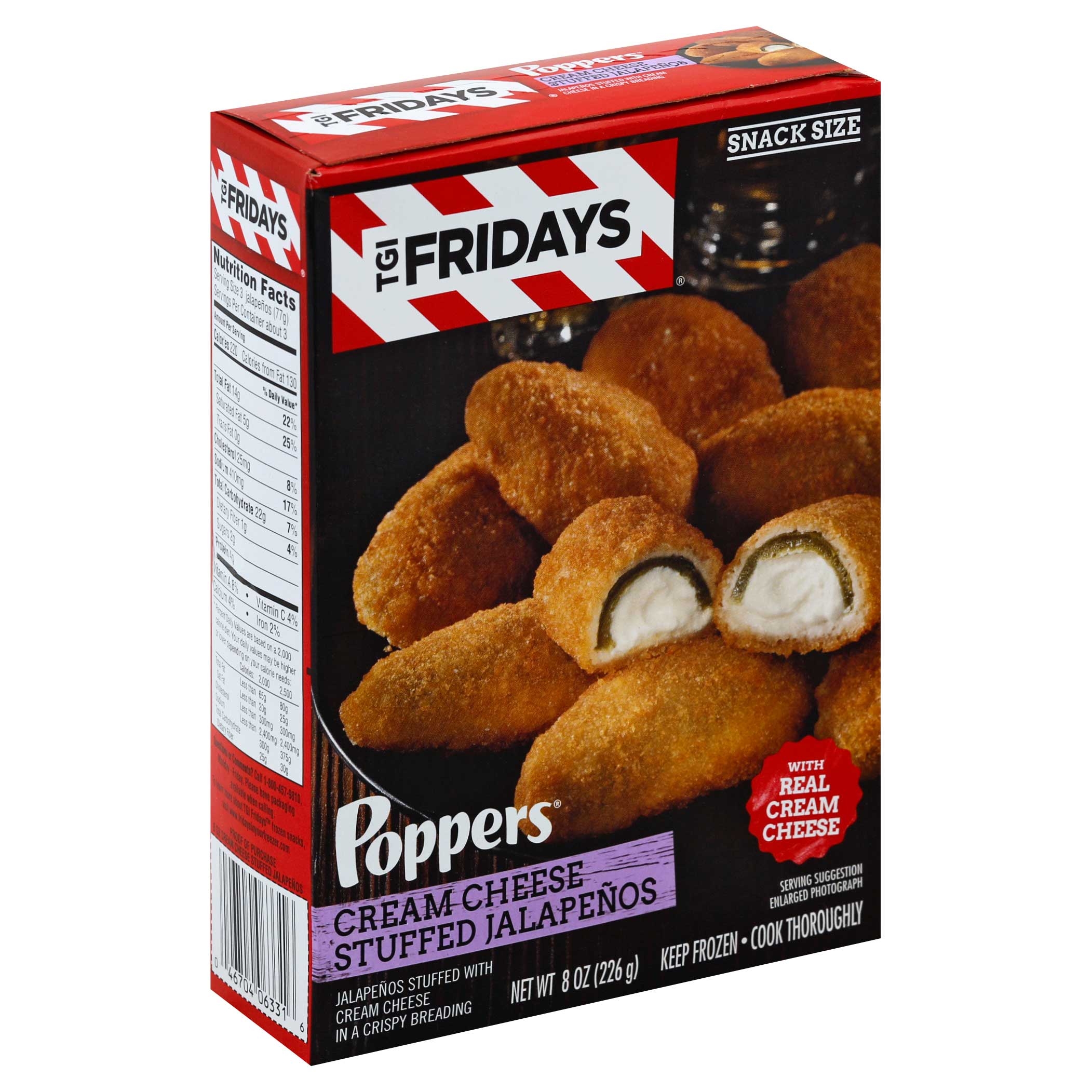 T G I Fridays Popper Cream Cheese Stuffed Jalapeno, 8 Ounce -- 8 per case.