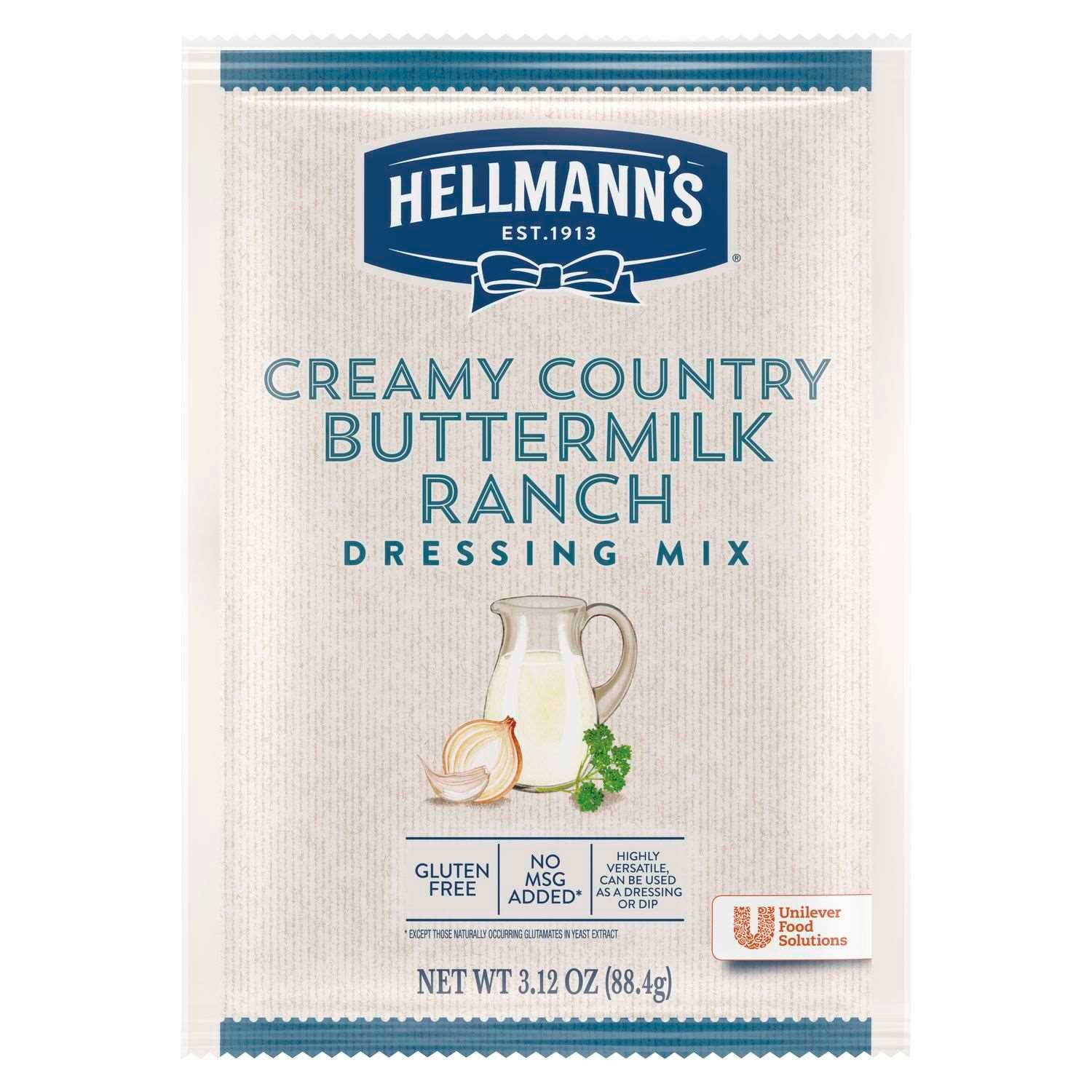 Hellmann's Creamy Country Buttermilk Ranch Salad Dressing Dry Mix Pouch, 3.12 Ounce -- 18 per case