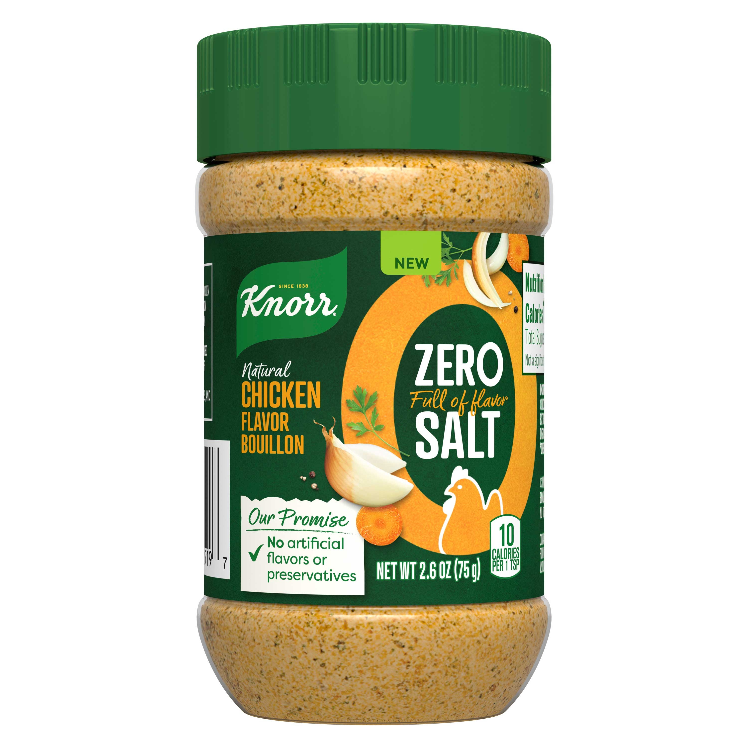 Knorr Zero Salt Natural Chicken Flavor Bouillon Powder, 2.6 Ounce -- 6 per case