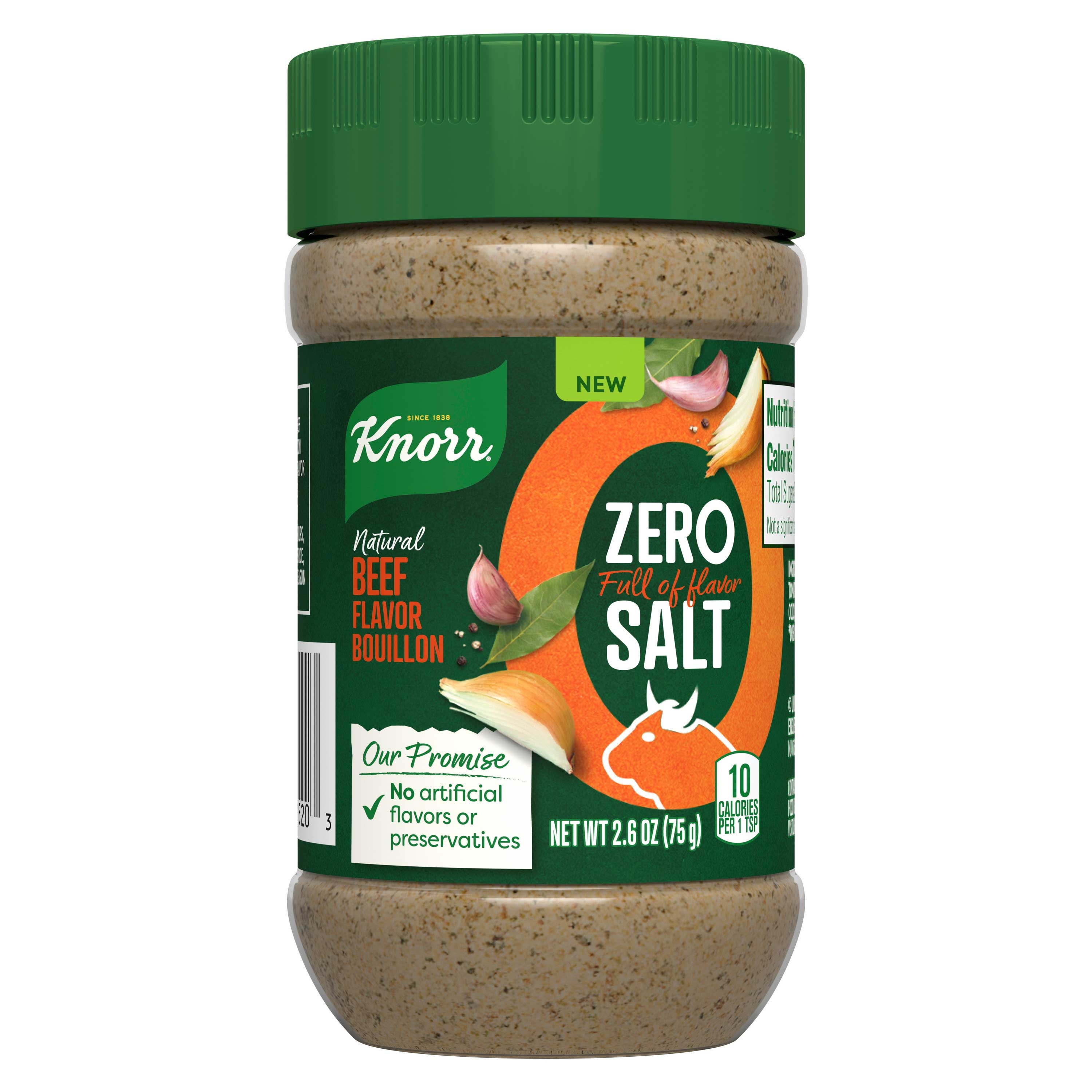 Knorr Zero Salt Natural Beef Flavor Bouillon Powder, 2.6 Ounce -- 6 per case