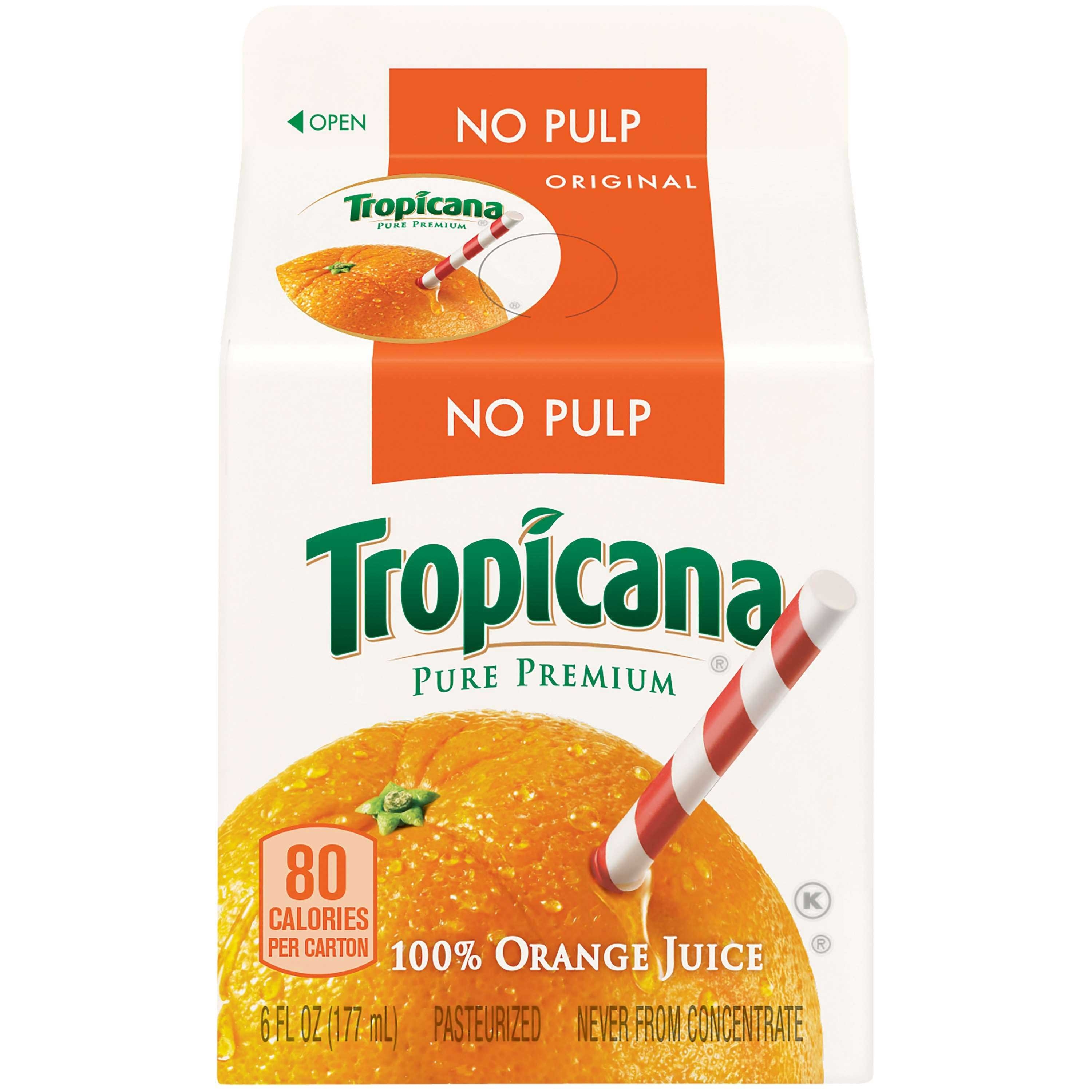 Pepsico Tropicana Pure Premium Original Orange Juice, 6 Ounce -- 48 per case.
