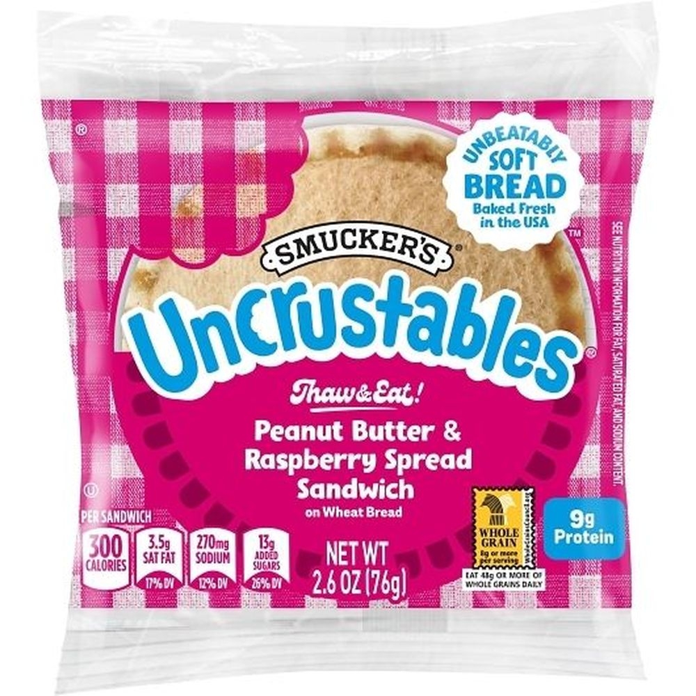 Uncrustables Peanut Butter and Raspberry Spread Wheat Bread Sandwich, 2.6 Ounce -- 72 per case