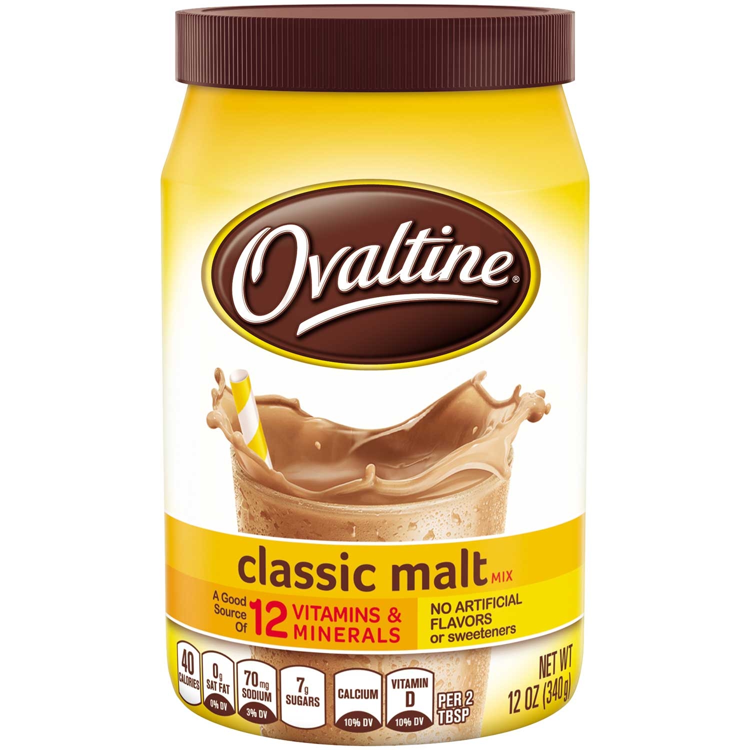 Novartis Ovaltine Milk Flavoring Classic Malt Mix, 12 Ounce -- 6 per case.