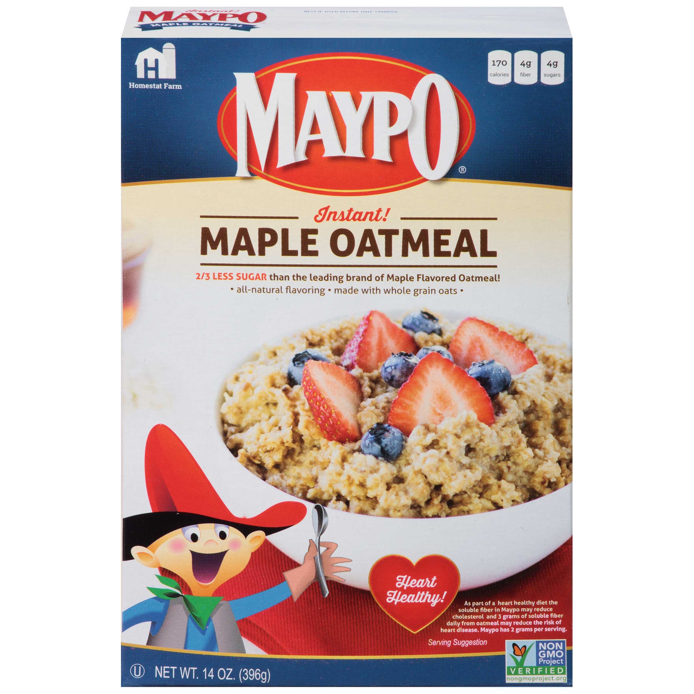 Homestate Farms Maypo Instant Maple Oatmeal Cereal, 14 Ounce -- 12 per case.