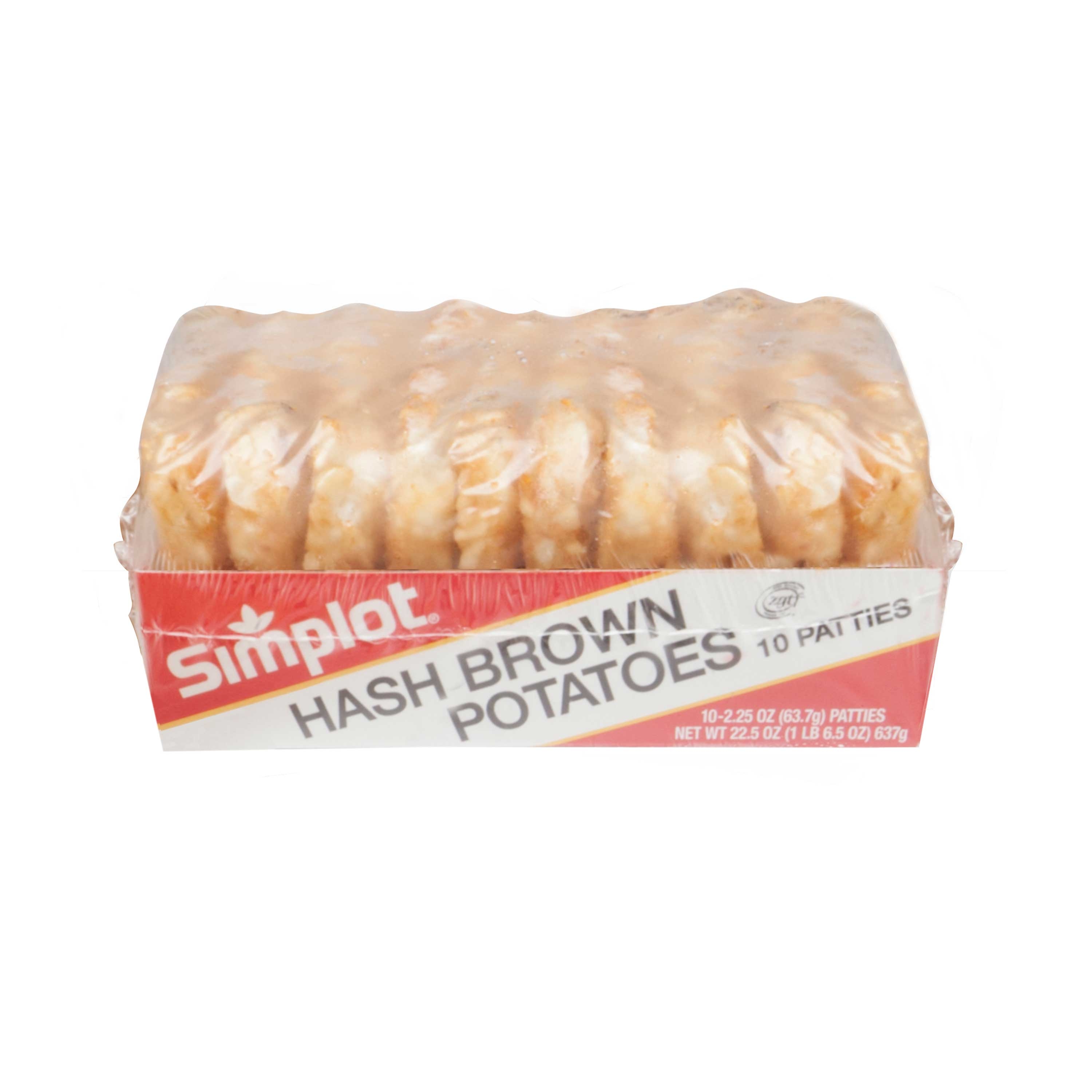 Simplot Hash Brown Patty, 2.25 Ounce - 10 per pack -- 12 packs per case.