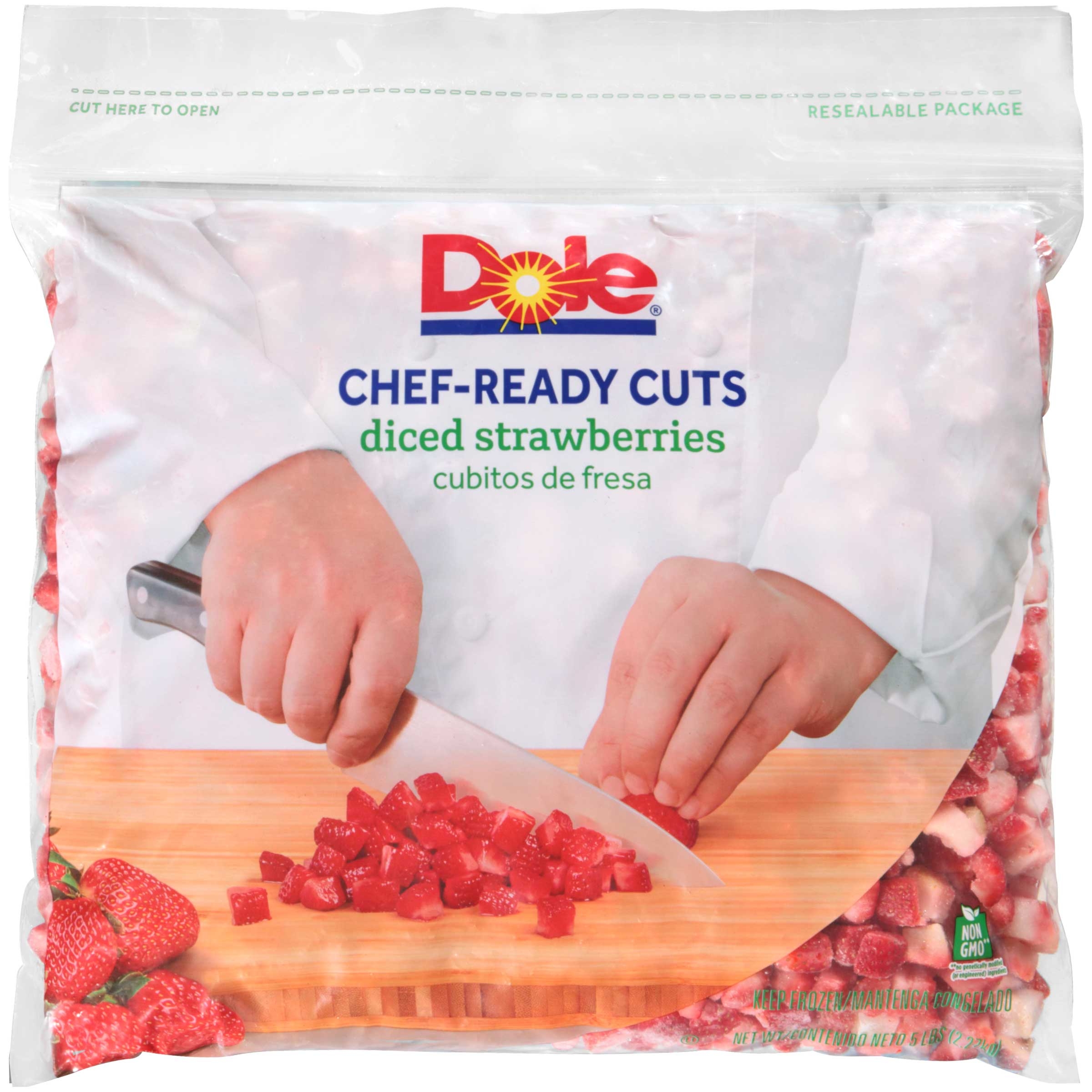 Dole Individual Quick Frozen Diced Strawberry, 5 Pound -- 2 per case.