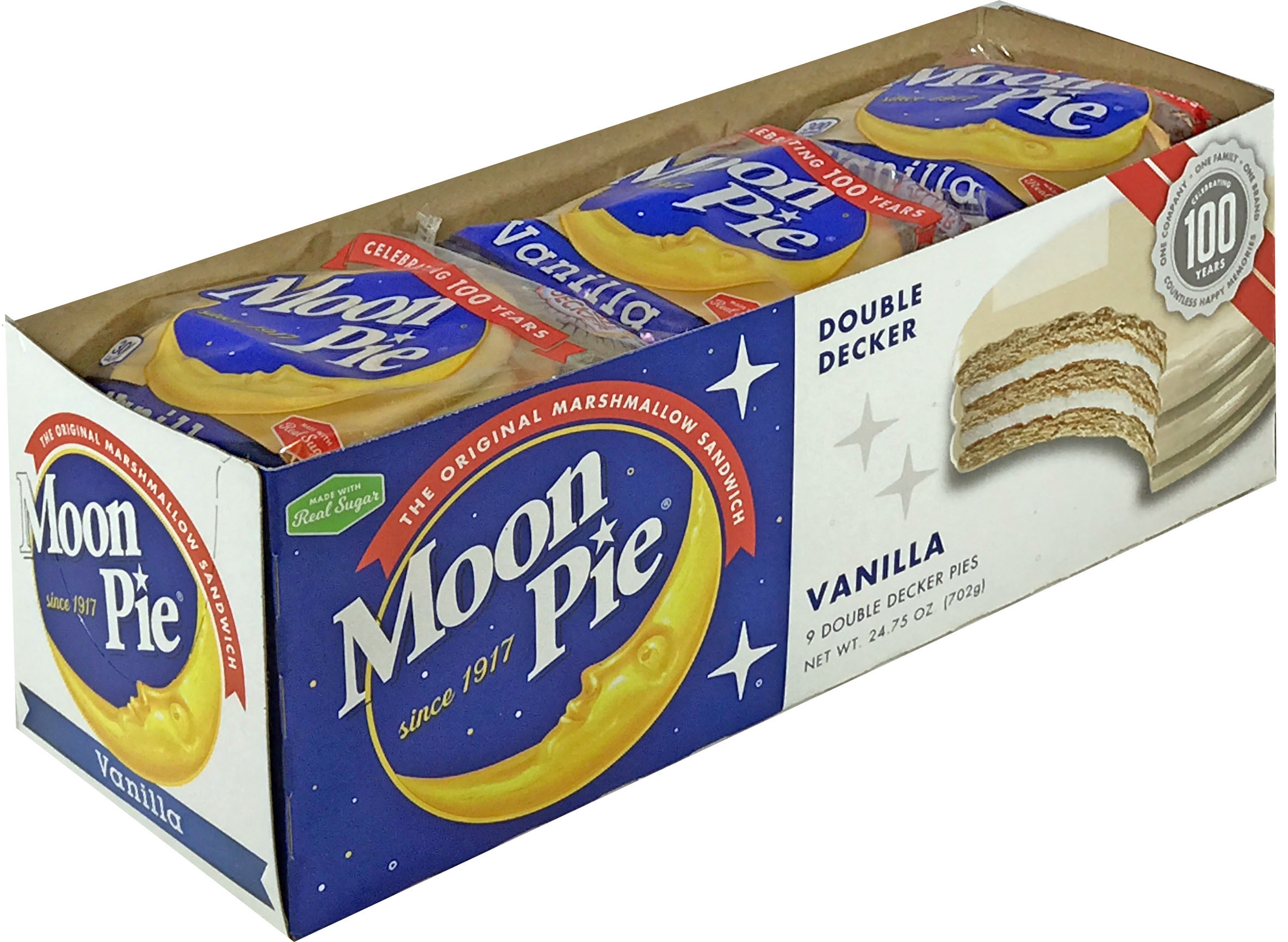 Double Decker Vanilla MoonPie - 9 count per pack -- 9 packs per case.