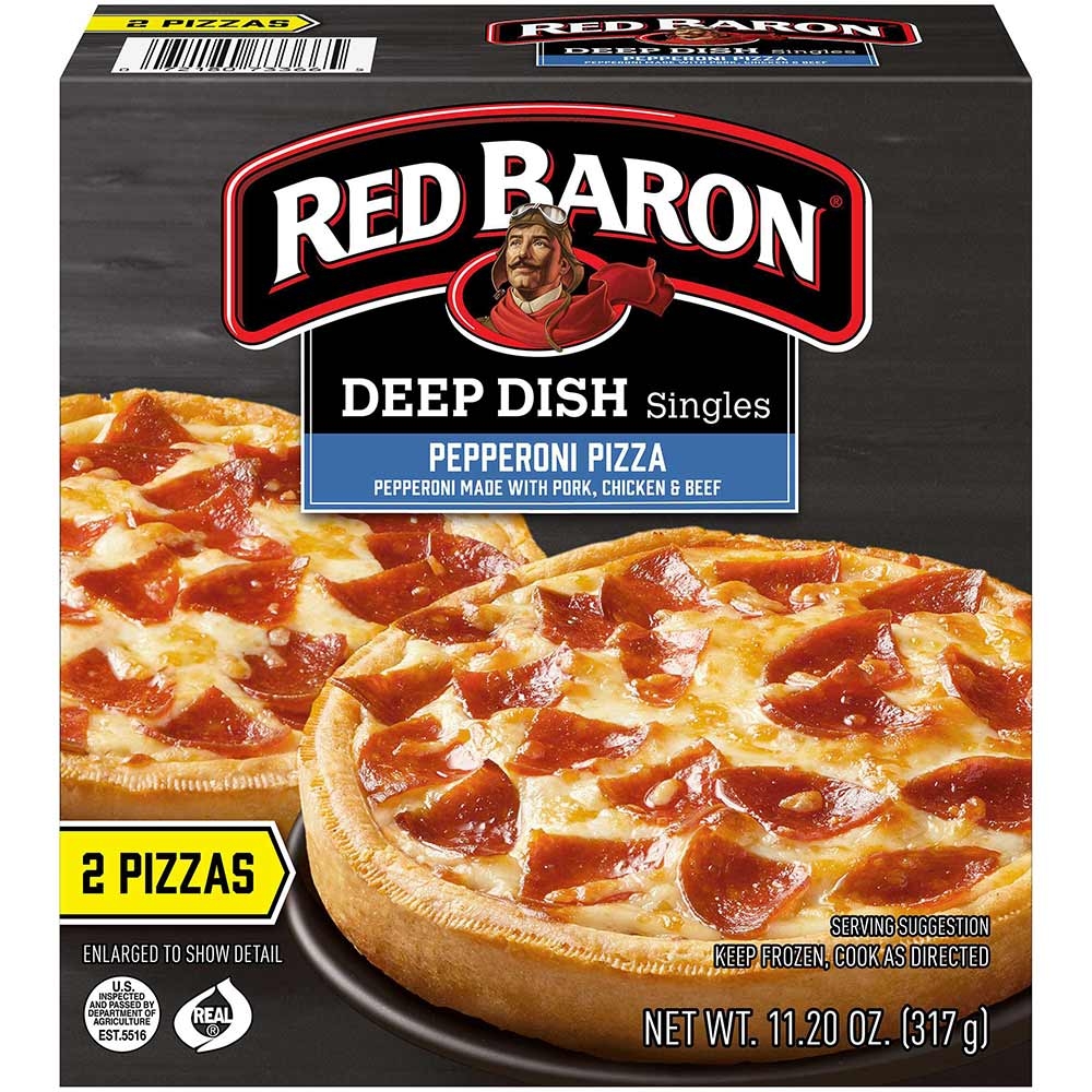 Red Baron Deep Dish Singles Pepperoni Pizza, 11.2 Ounce -- 12 per case.