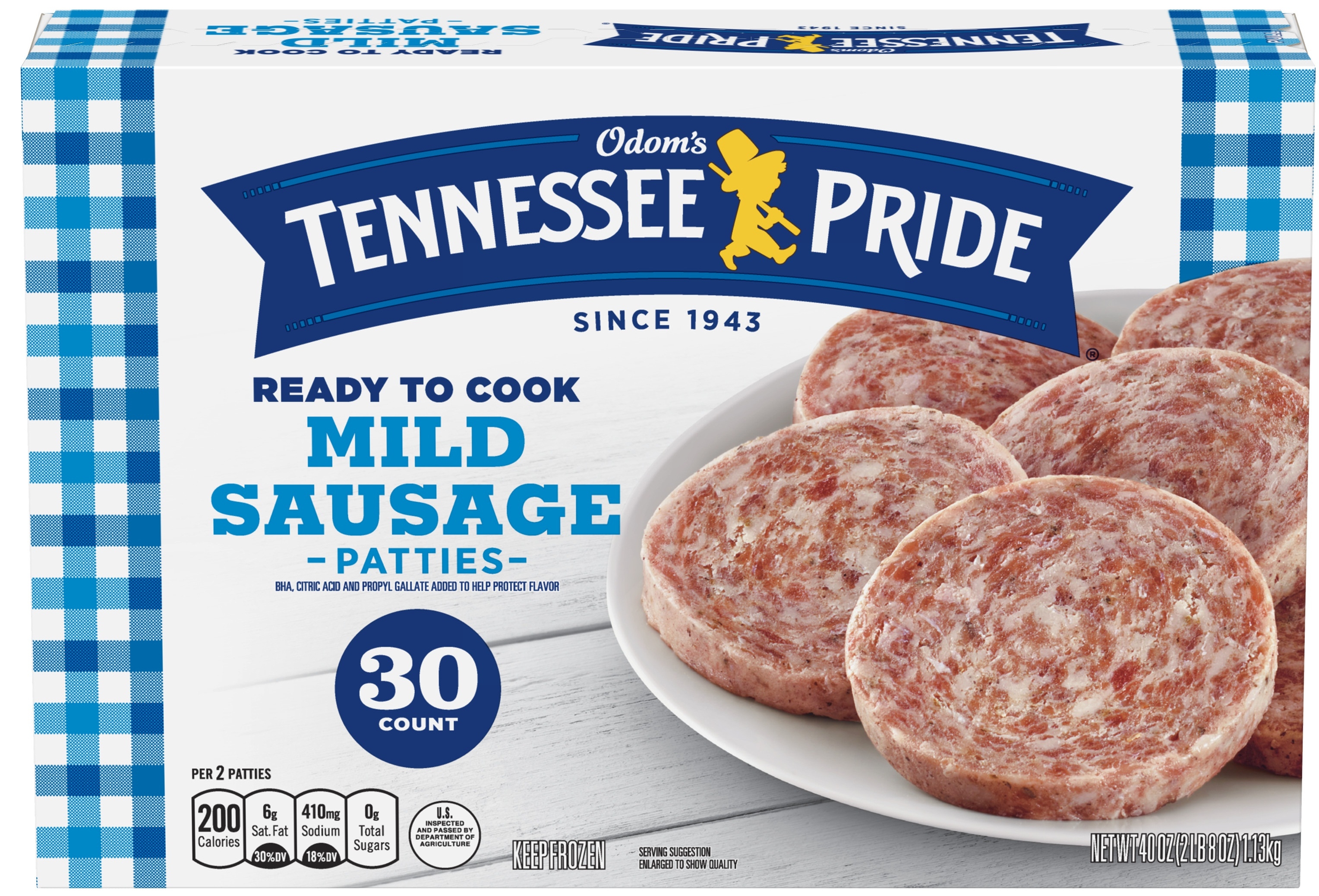 Odom Tennessee Pride Family Pack Sausage Patty, 40 Ounce -- 6 per case.