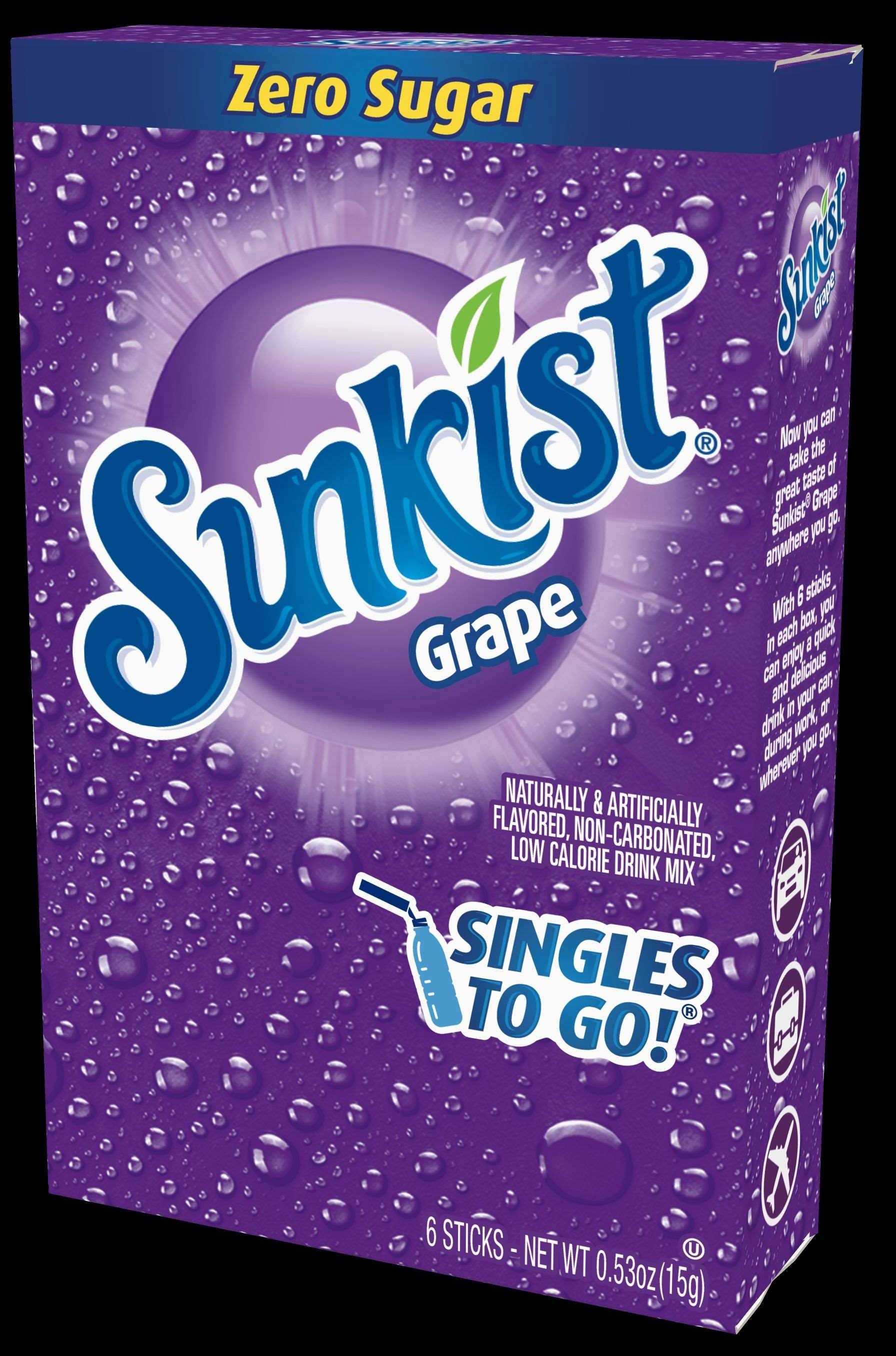 Sunkist Singles To Go Grape Drink Mix, 0.53 Ounce -- 12 per case