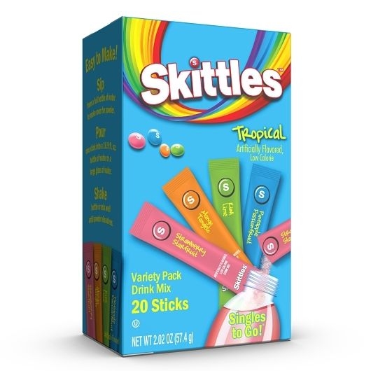 Skittles Tropical Singles To Go Drink Mix - Variety Pack, 2.02 Ounce -- 6 per case