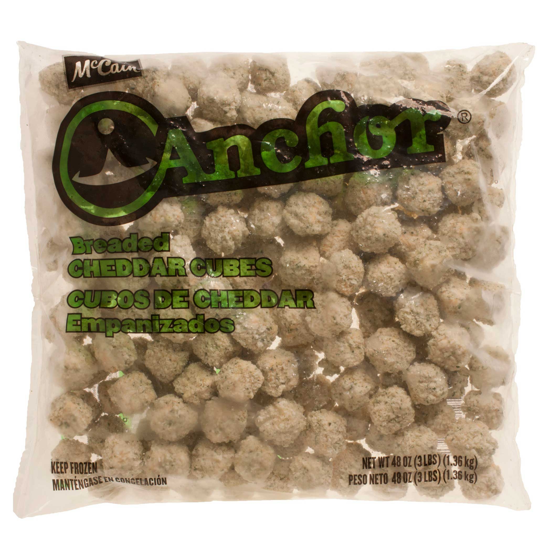McCain Anchor Breaded Cheddar Cheese Cube - Appetizer, 3 Pound -- 6 per case.