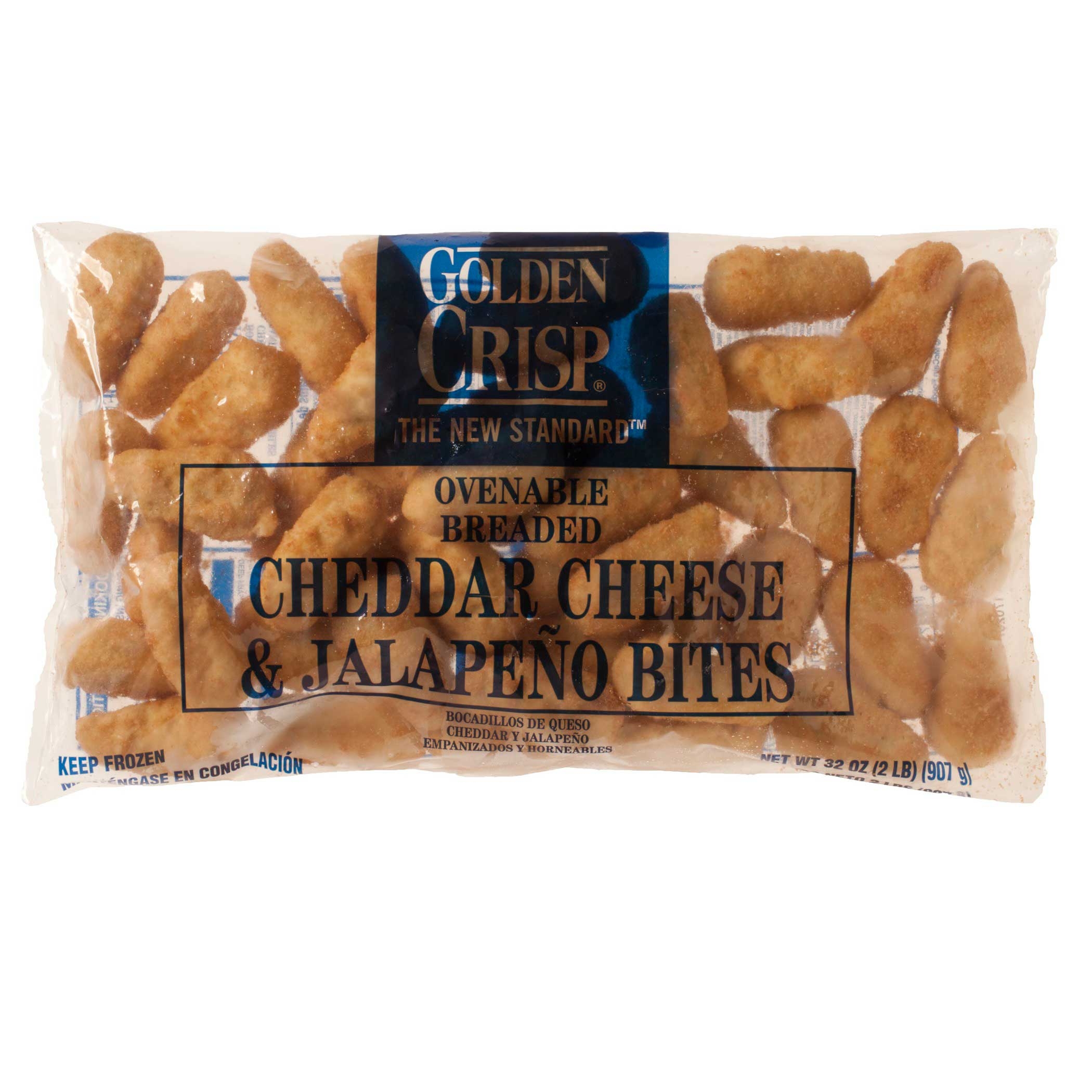 Golden Crisp Ovenable Cheddar Cheese Jalapeno Bites, 2 Pound -- 6 per case.