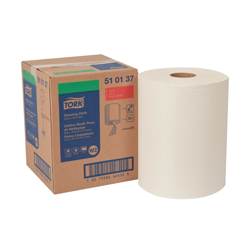Tork White 1 Ply 12.6 x 10 inch Cleaning Cloth Roll, 500 sheets