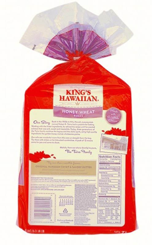 Kings Hawaiian Honey Wheat Roll, 12 Ounce -- 12 per case.