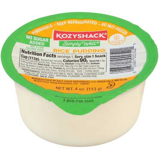 Kozy Shack Simply Well Rice Pudding, 4 Ounce -- 48 per case
