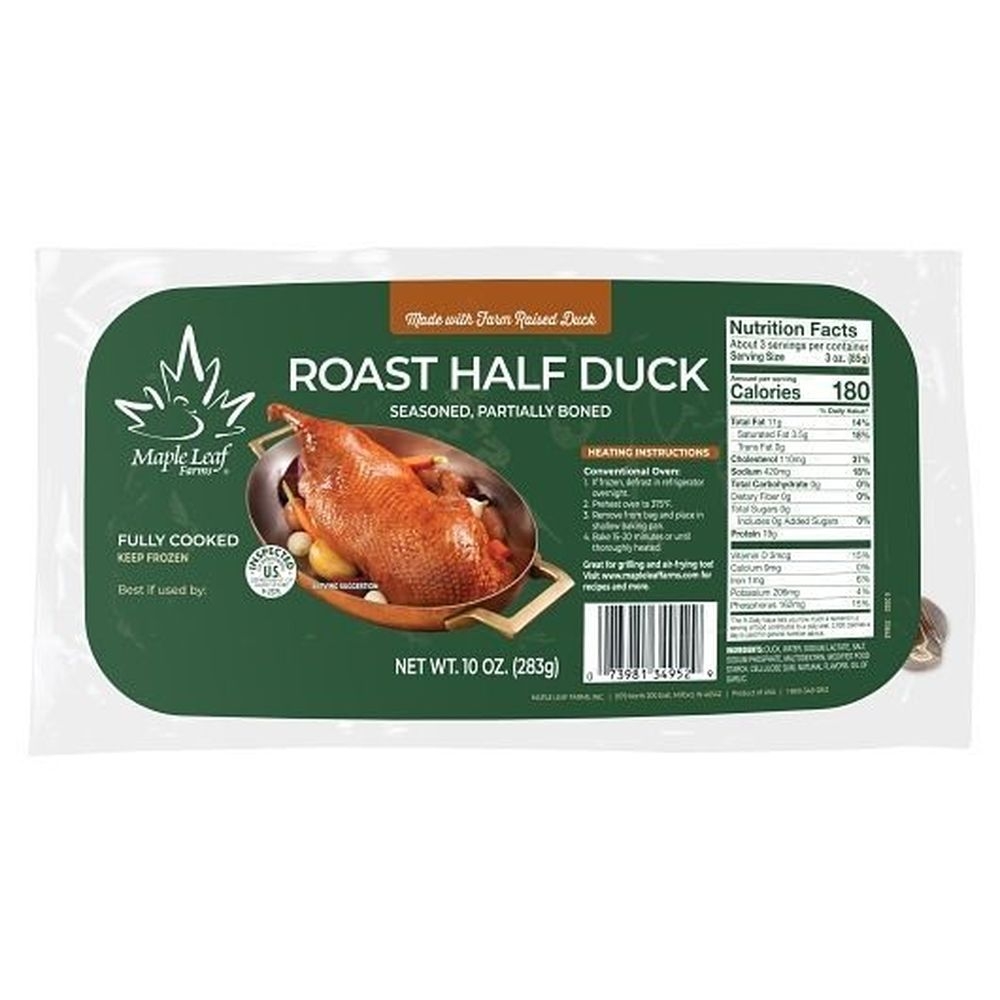 Maple Leaf Farms Fully Cooked Roast Half Duck, 10 Ounce -- 6 per case