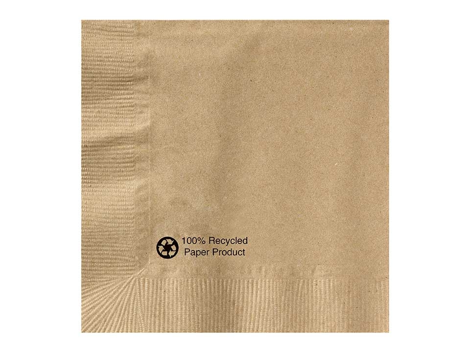 Hoffmaster Kraft 1 Ply 100 Percent Recycled Beverage Napkin, 10 x 10 inch -- 1000 per case.
