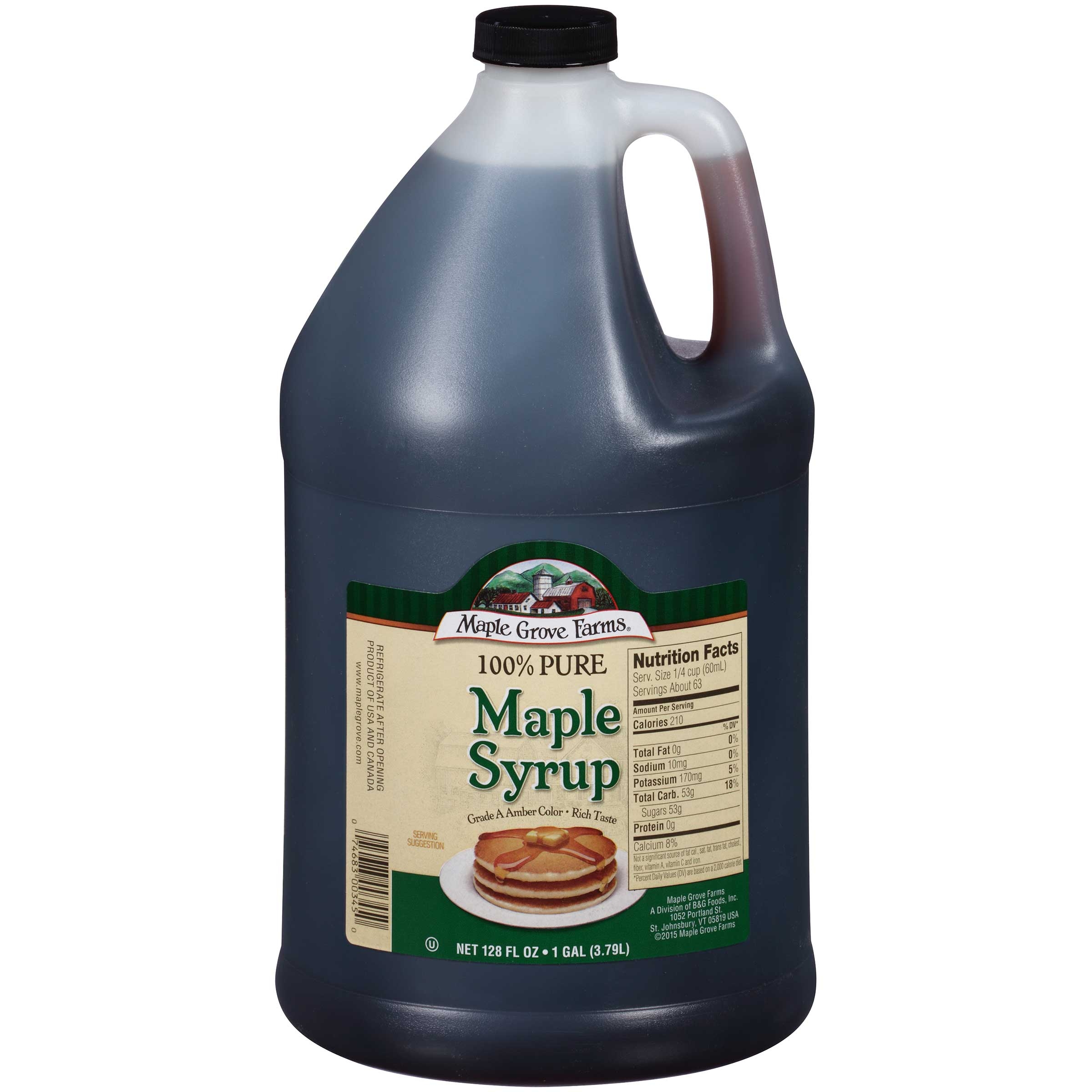 B and G 100 Percent Pure Grade A Dark Amber Maple Syrup, 1 Gallon -- 4 per case.